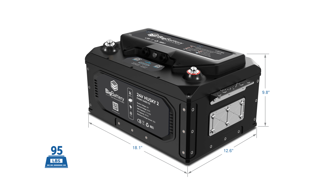 BigBattery HUSKY 2 24V 200Ah 5.12kWh LiFePO4 Battery