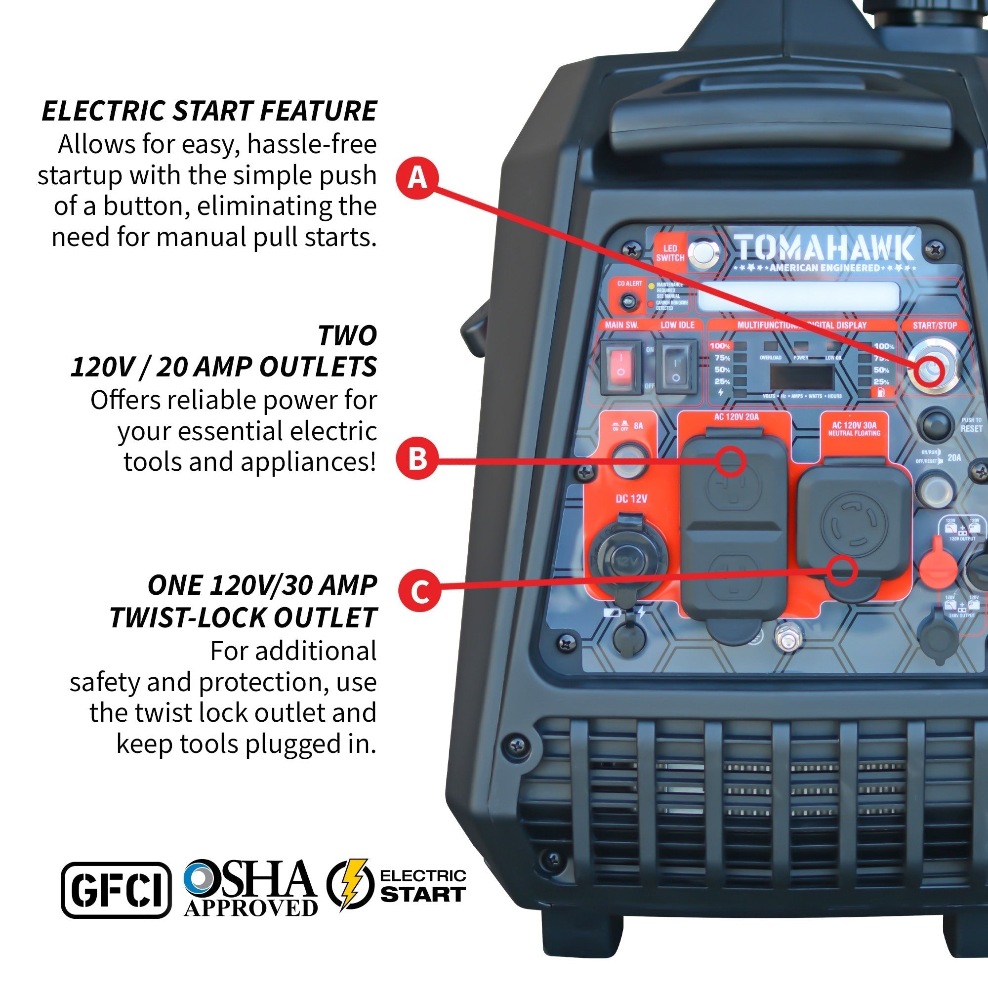Tomahawk Power 4500 Watt Inverter Generator Electronic Fuel Injection EFI Super Quiet Portable Gas Power Professional Use
